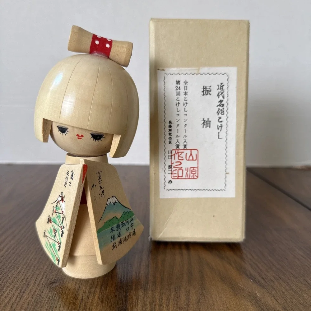 Kokeshi Doll Vintage Japanese Wooden Folk Figurine Hand Painted 6
